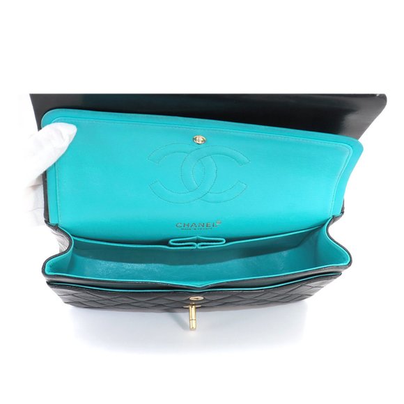 CHANEL Matelasse 25 Chain Shoulder Bag Leather Black Blue Bicolor A01112 Gold... - Picture 6 of 9